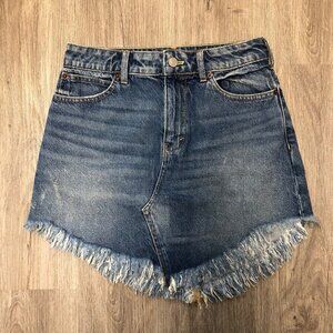 We the Free by Free People Denim Jean Skirt Women's Size 25 Raw Hem Mini Skirt